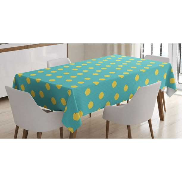 Mustard Turquoise Repeating Tropic Fish Pattern on Thin Line Waves Ambesonne Turquoise Blue Table Runner 16 X 120 Dining Room Kitchen Rectangular Runner 